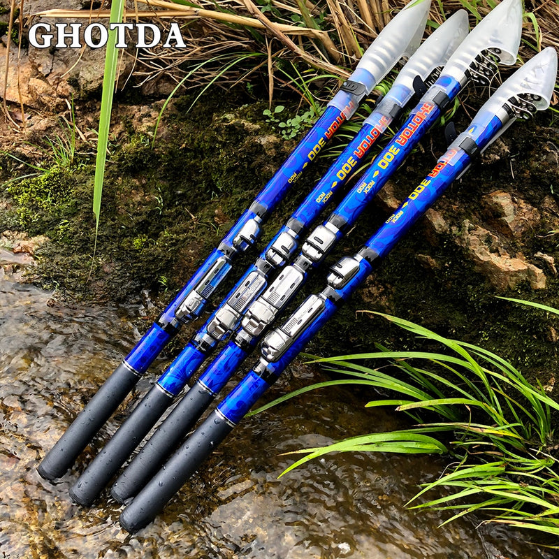 Carbon fiber fishing rod Pesca rock fishing rod 3M 2.7M 2.4M 2.1M 1.8M 1.5M Mini telescopic spinning rod