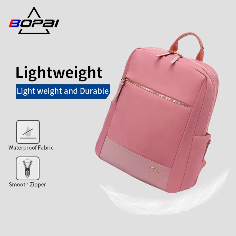 BOPAI, nueva mochila para ordenador portátil para mujer, 14 pulgadas, impermeable, rosa, moda femenina, mochilas de viaje, mochilas escolares, mochilas para chicas adolescentes