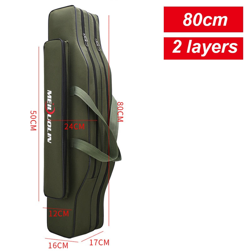 Multi-purpose 2/3 Layer Fishing Bag Fishing Rod Carrier Oxford Fishing Pole Tools Storage Bag Case Fishing Gear Organizer X163G