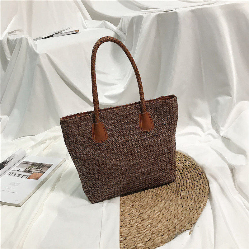 Fashion Rattan Woven Women Handbag Summer Beach Bag Large Capacity Tote Bag Handmade Knitted Straw Crossbody Bags for Women