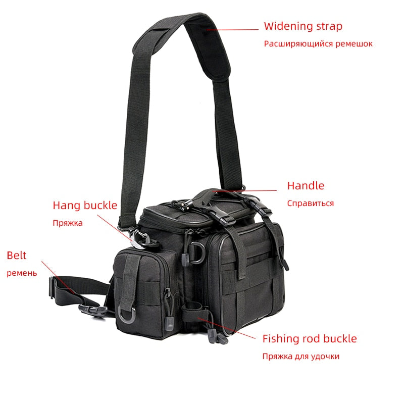 Multifunktionale wasserdichte Angeltasche Outdoor Sports Hüfttasche Angelköder Ausrüstung Aufbewahrungstasche Einzelne Umhängetaschen X448