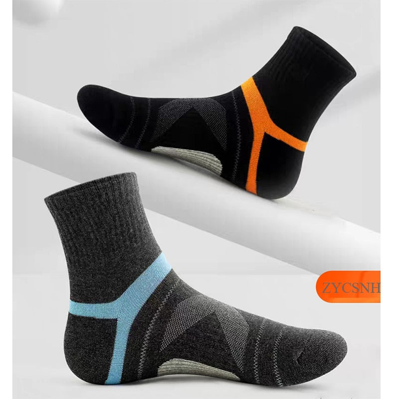 10PCS=5Pair High Quality Cotton New Autumn Men's Socks Running Winter Casual Breathable Active Socks Stripe Sport Socks EUR38-48