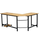 168 x 120 x 72cm L-Shaped Desktop Computer Desk Beech Wood Color  with  Free CPU Stand