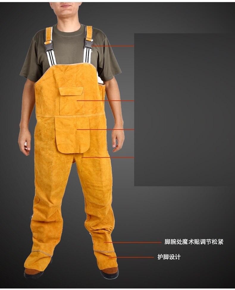 Welding Clothing Mens Bib Overalls Safety Coverall High Temperature Protective Leather Flame Retardant Repair Welder Strap pants