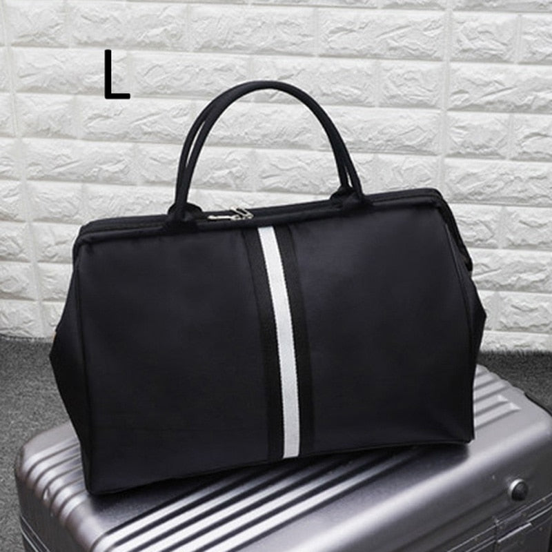 Korean Version Overnight Weekend Traveling Bag Strip Handbag Big Travel Bag Luggage Men&