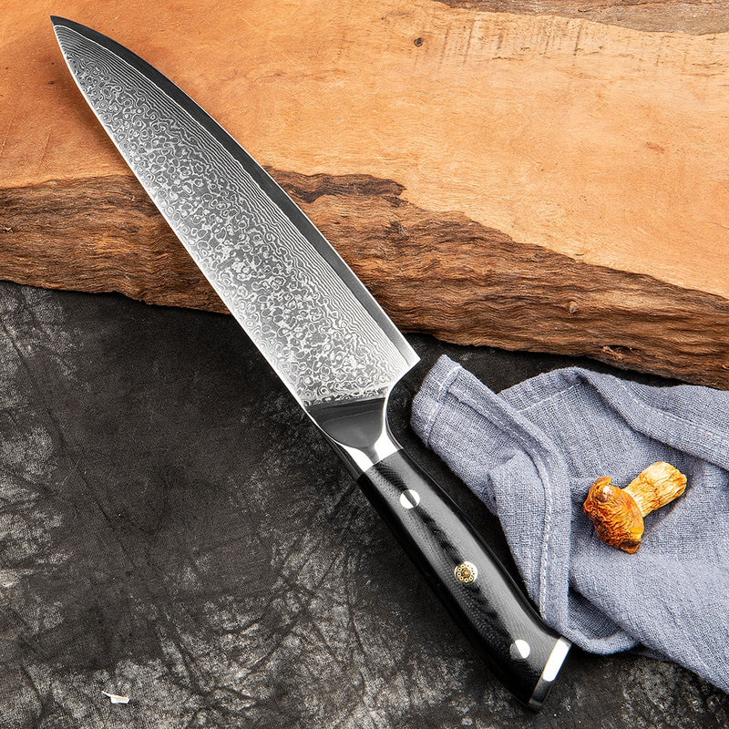 Cuchillo de cocina de acero damasco VG10 japonés de calidad, mango G10 + flor de ciruelo, el mejor regalo, cuchillo de chef, cuchillo afilado, herramienta de cocina Santoku