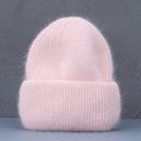 Sombrero de invierno de gran venta, sombreros de invierno de piel de conejo Real para mujer, gorros cálidos a la moda para mujer, gorro para la cabeza con cubierta sólida para adultos