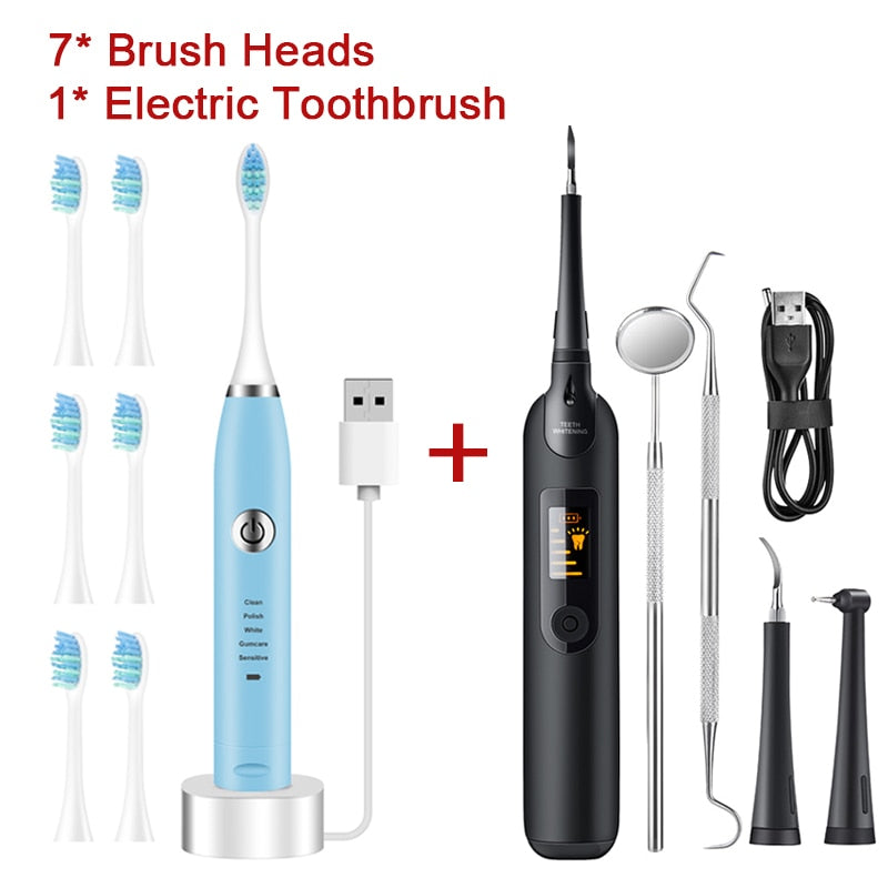 Escalador Dental sónico eléctrico para blanquear los dientes, limpiador de sarro, Kit de herramientas para eliminar el cálculo dental