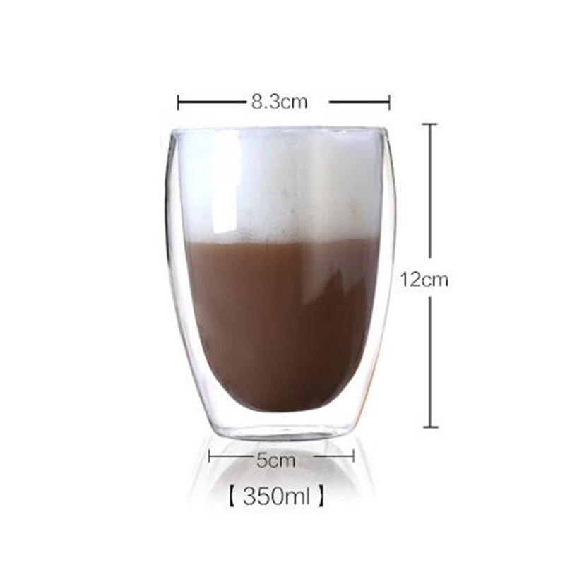 80/250/350/450ml Heat-resistant Double Wall Glass Cup Beer Coffee Cups Handmade Healthy Drink Mug Tea Mugs Transparent Drinkware