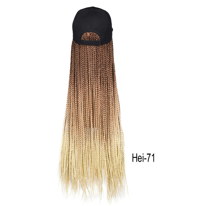 Caja trenzas gorra de béisbol peluca 24 pulgadas largo sintético trenza pelucas sombrero con extensiones de cabello trenzado para mujeres negras tamaño ajustable