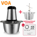 VOA 2 Speeds Electric Chopper Stainless Steel Meat Grinder Mincer Food Processor Slicer  2LCapacity Baby Supplement Machine