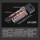 12Pcs 1/4 3/8 1/2 Inch Ratchet Socket Wrench Set Multi-function Spanner Bicycle Motorcycle Car Repairing Tool Set