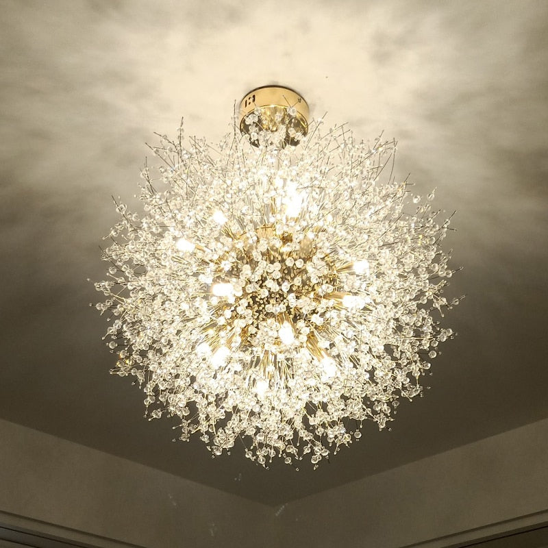 Crystal snowflake chandelier For Living Room Kitchen Rectangle Globe Dandelion chandelier Nordic Decor round led ceiling lamp