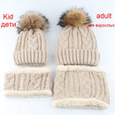 2021 Womens Hat With Scarf Warm Fleece Inside Beanie Girls Winter Cap For Women Real Mink Fur Pompom Hat Female Knitted Caps