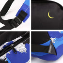 Moon Wood Frauen Rucksack Schwarz Blau Reisetasche Print Sea Moon Casual Canvas Rucksack Schultaschen für Teenager Mädchen Sac