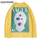 GONTHWID Long Sleeve Tees Shirts Creative Print Casual Loose Skateboard Tshirts Streetwear Mens Hip Hop Harajuku Fashion Tops