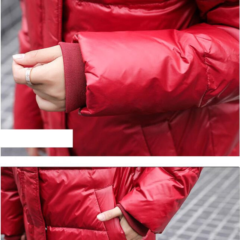 2022 chaqueta de abrigo caliente de invierno para mujer Parkas con capucha de alta calidad para mujer invierno pato blanco abajo abrigo grueso cálido para mujer
