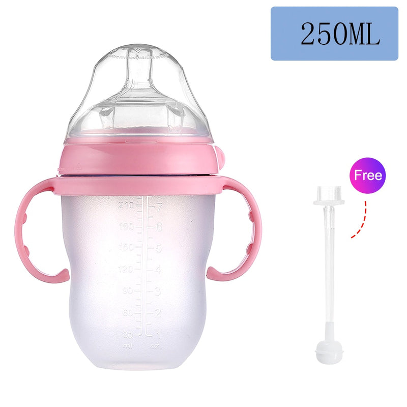 Baby Bottle Breastmilk Wide Neck Soft Silicone Feeding Container Baby Water Bottle kids Nursing Bottles