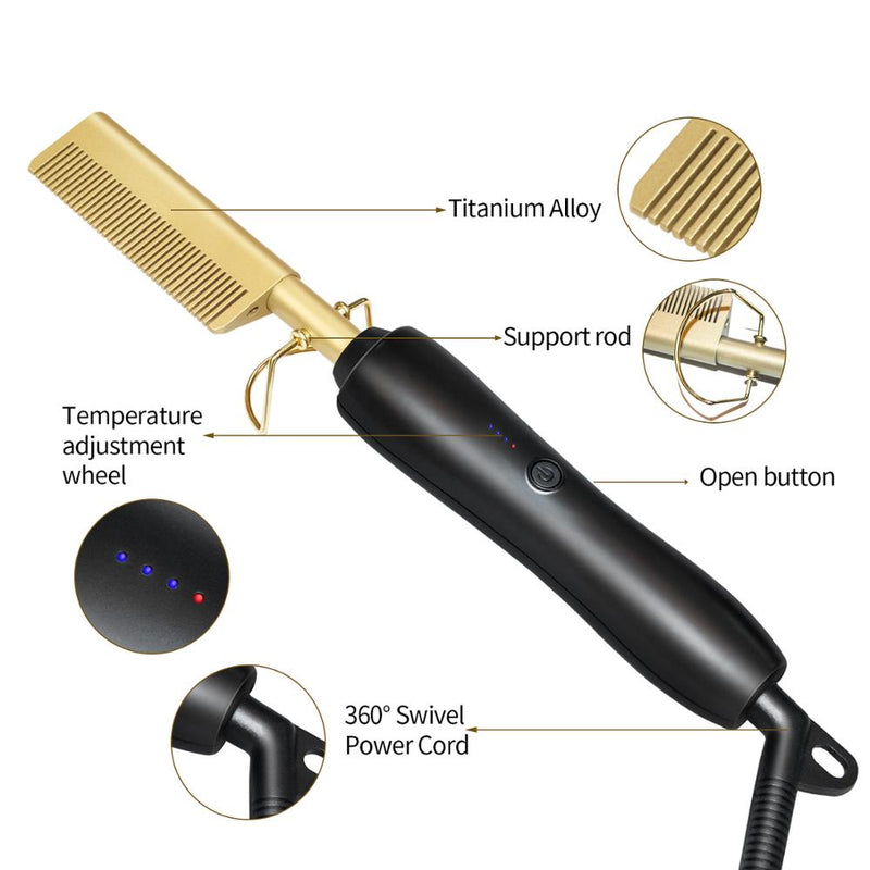 Peine calefactor alisador eléctrico peine caliente plancha plana cepillo alisador de pelo peine de hierro alisador cepillo alisador de pelo