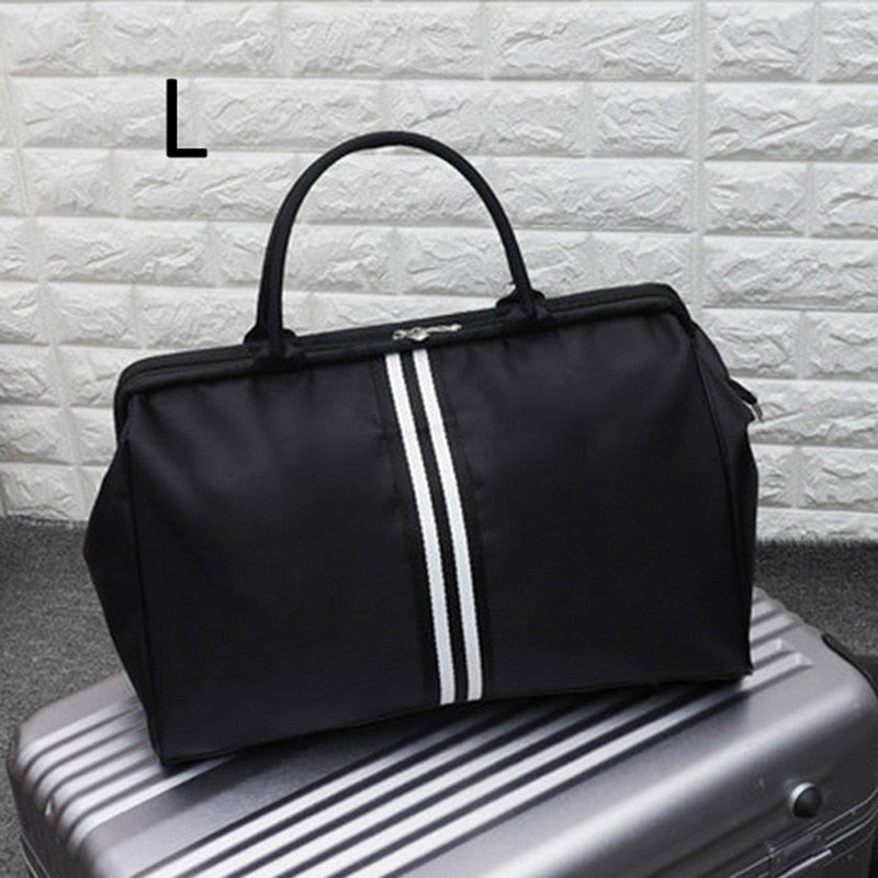 Korean Version Overnight Weekend Traveling Bag Strip Handbag Big Travel Bag Luggage Men&