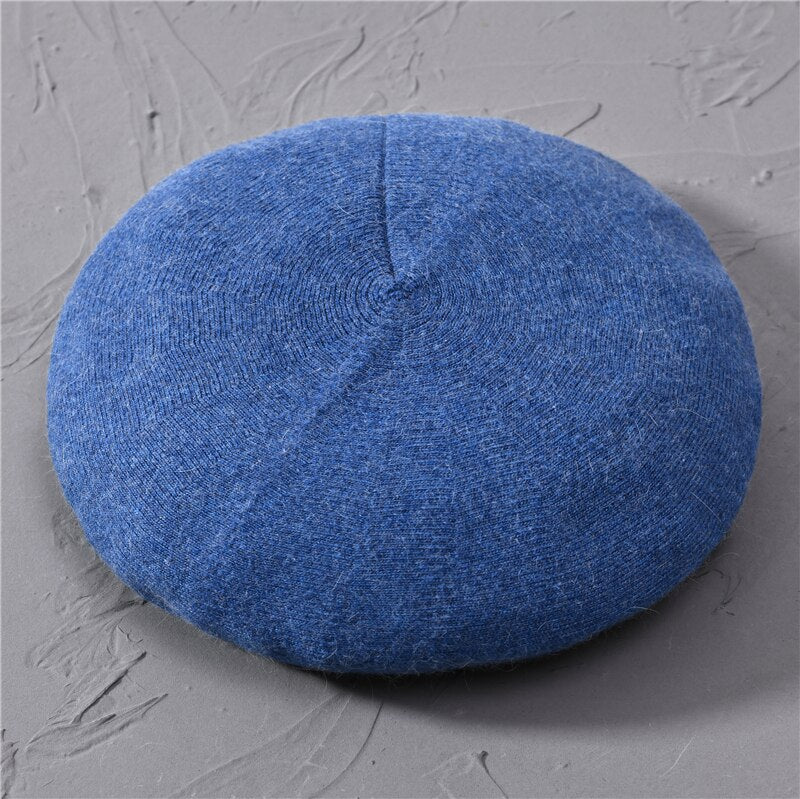 Women Beret Fashion Hat Winter Female Knitted Cotton Wool Hats Spring Brand Girls Wool Solid Color Beret