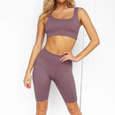 Conjunto de Yoga sin costuras, ropa de entrenamiento para mujer, conjunto de gimnasio acanalado, conjunto deportivo de 2 piezas, sujetadores deportivos para mujer, pantalones cortos de Yoga, ropa de gimnasio para mujer