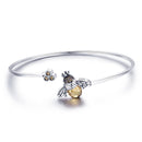 BISAER 925 Sterling Silver Pulseira Snowflake Bangles 925 Heart Snake Chain Clasp Femme Silver Bracelet For Women Jewelry