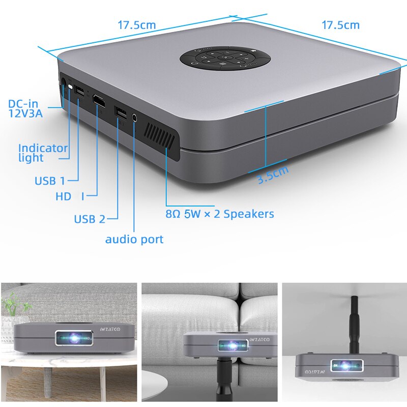 WZATCO D1 DLP 3D Projector 300inch Home Cinema support Full HD 1920x1080P,32GB Android 5G WIFI Video Beamer MINI Projector