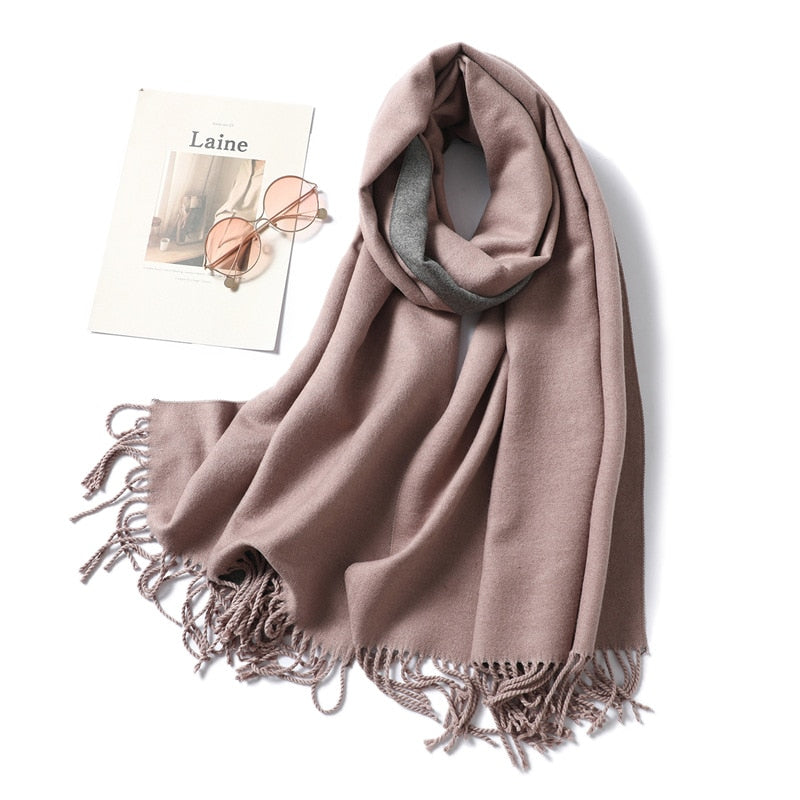 Winter-Kaschmir-Schal-Frauen-dicke warme Tücher wickelt Dame feste Schal-Art- und Weisequasten-Pashmina-Decke-Qualitäts-Foulard 2022 neu ein