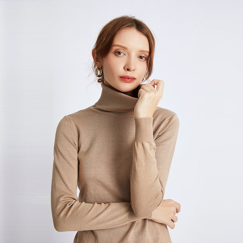 HLBCBG chic Autumn winter thick Sweater Pullovers Women Long Sleeve casual warm basic turtleneck Sweater female knit Jumpers top