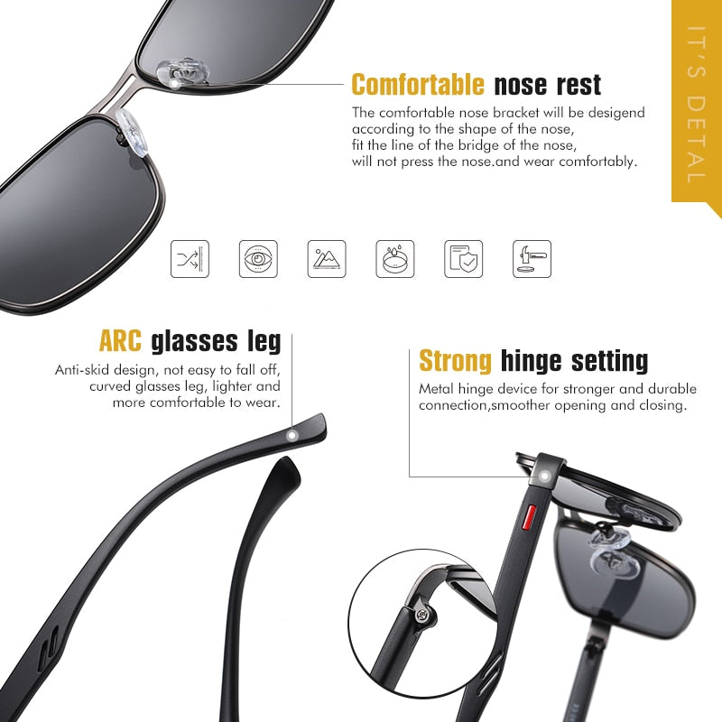 2020 Top Men Polarized Sunglasses Anti-UV Driving Frishing Sun Glasses For Men Square Goggles Eyewear HD Gafas De Sol zonnebril