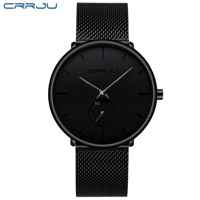 CRRJU Fashion Blue Men Watch Top Luxury Brand Minimalist Ultra-thin Quartz Watch Casual Waterproof Clock Relogio Masculino