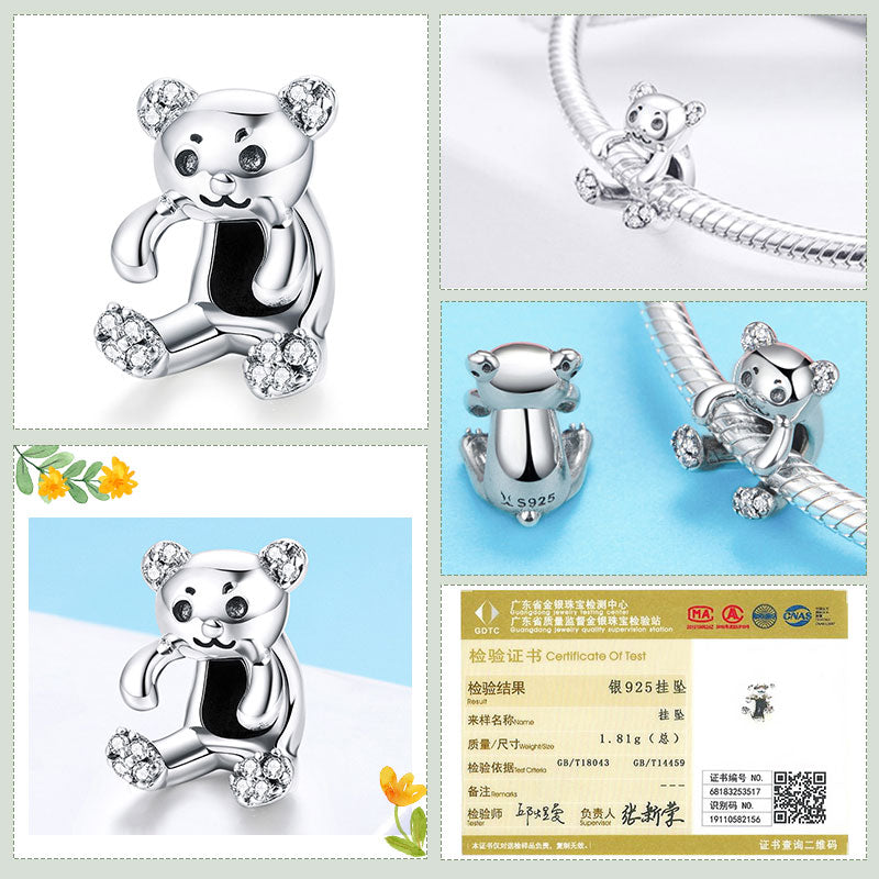 bamoer Cute Baby Cat Metal Beads Charm for Women European Luxury Bracelet 925 Sterling Silver Fashion Jewelry SCC1305