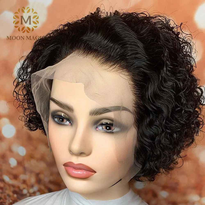 Pixie Cut Wig Human Hair Wigs Short Curly Wigs Bob Wig  Lace Front Human Hair Wigs 13x4 Lace Frontal Wig 250% Density Remy