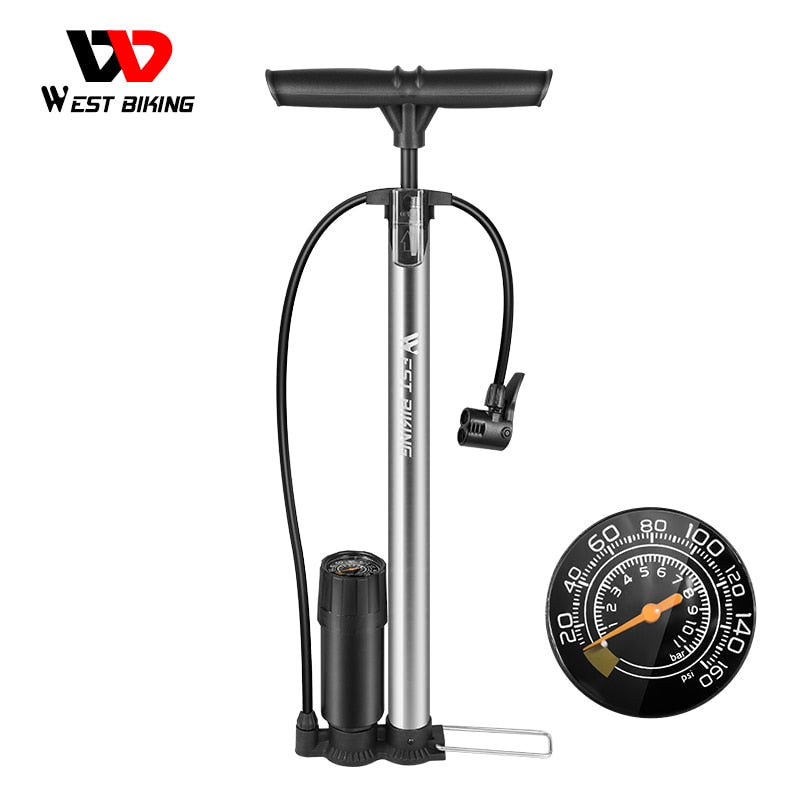 WEST BIKING Fahrrad-Standpumpe 120/160 PSI Hochdruck-Fahrradpumpe Luftpumpe Schrader Presta-Ventil Rennrad-MTB-Fahrrad-Reifenpumpe