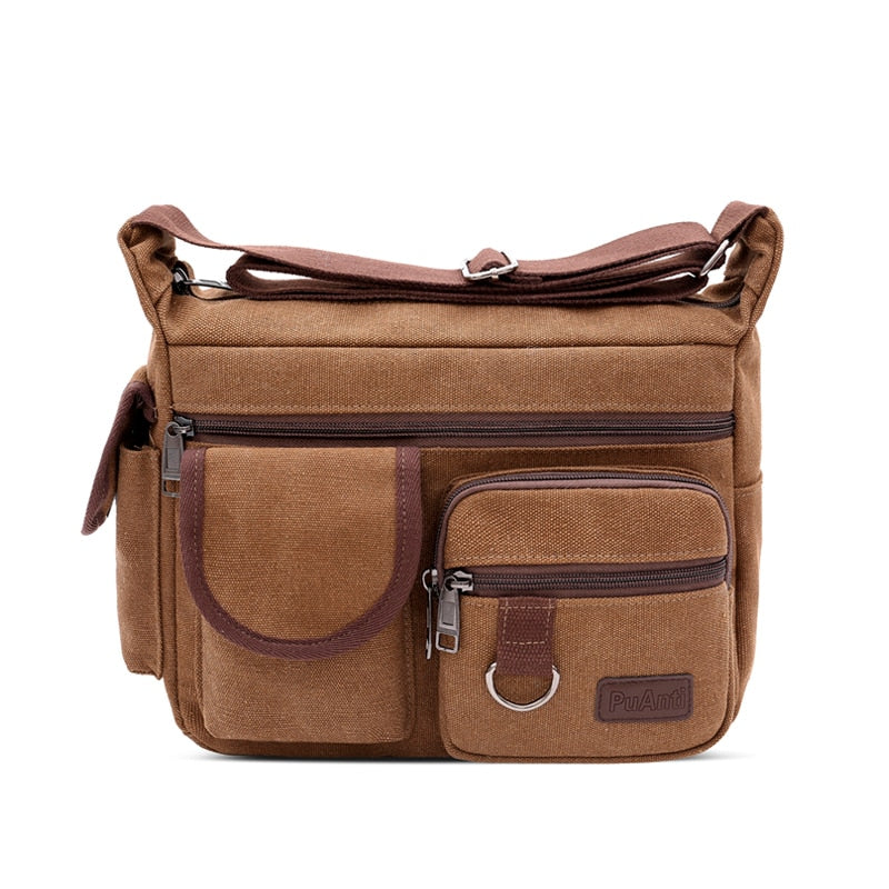 Bolso bandolera de lona para hombre, bandolera encerada resistente al agua Vintage, maletín, bolso de hombro acolchado para bolso de mano masculino