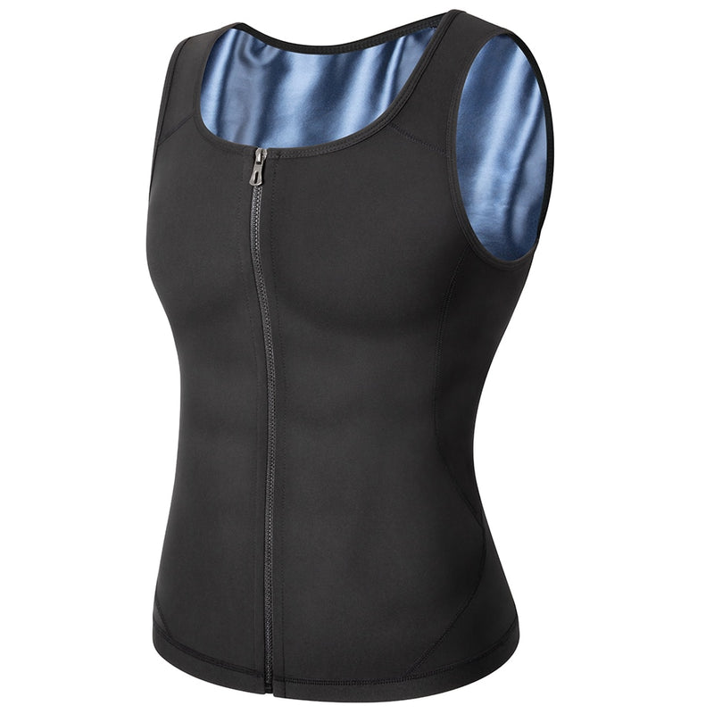 Men Sauna Sweat Vest Waist Trainer Corset Zipper Workout Tank Top Slimming Body Shaper Compression Shirt Weight Loss Fat Burner