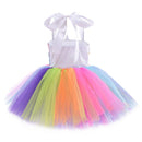 Regenbogen Pailletten Einhorn Kinder verkleiden sich Kostüme Prinzessin Mädchen Kleid Party Kostüm Halloween Blumenmädchen Kleider für Hochzeiten Knie
