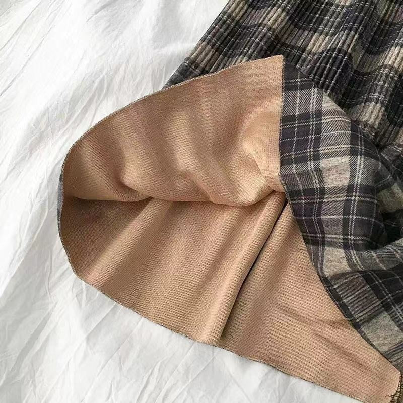 Woolen Winter Plus Size 3XL pleated plaid skirts Women Warm Vintage Long skirts Ladies Office Harajuku Midi skirts Streetwear