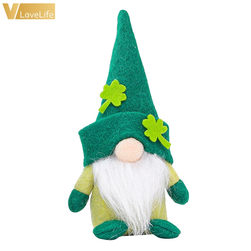 Muñeco de peluche de gnomo para el Día de San Patricio, muñeco de gnomos de trébol verde sin rostro, decoración de fiesta del día irlandés, regalos del Día de San Patricio para niños