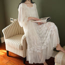 Hanxiuju Vintage Embroidery White Lace Women&