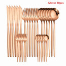 Western Cutlery Set 30 Piece Tableware Set Stainless Steel Dinnerware Black Spoon Fork Knife Dinner Set Complete Home Flatware