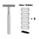HAWARD Double Edge Safety Razor For Men&Women Classic Manual Metal Shaving Razor With 20 Shaving Blades Reusable&Plastic Free
