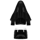 ChicTry Mujeres Adultos Sexy Naughty Nun Cosplay Disfraces Halloween Roleplay Outfit Crop Top con Mini Bodycon Falda y Tocado