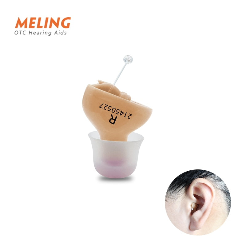 Meling Q10 Hearing Aid Mini Flesh Color Stealth Hearing Amplifier Portable Aids10A Battery Left Right Help Elderly People