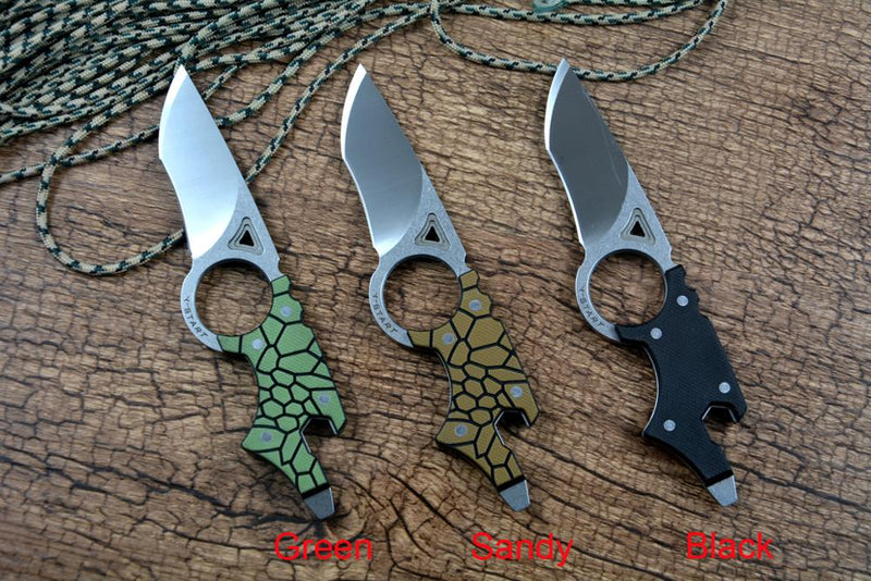 Y-START MK5002 Multifunctional Neck Utility Knife for Outdoor Camping EDC Hunting  Fixed D2 Blade with G10 Case Multi-Tools