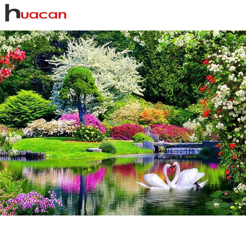 Huacan Diamond Painting Full Square Landscape Diamond Mosaic Sale Scenery Rhinestones Pictures Diamond Embroidery Cross Stitch