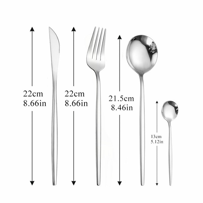 Black Tableware Forks Knives Spoons Cutlery Dinner Set Stainless Steel Cutlery Set Kitchen Flatware Set 16Pcs Luxury Dinnerware
