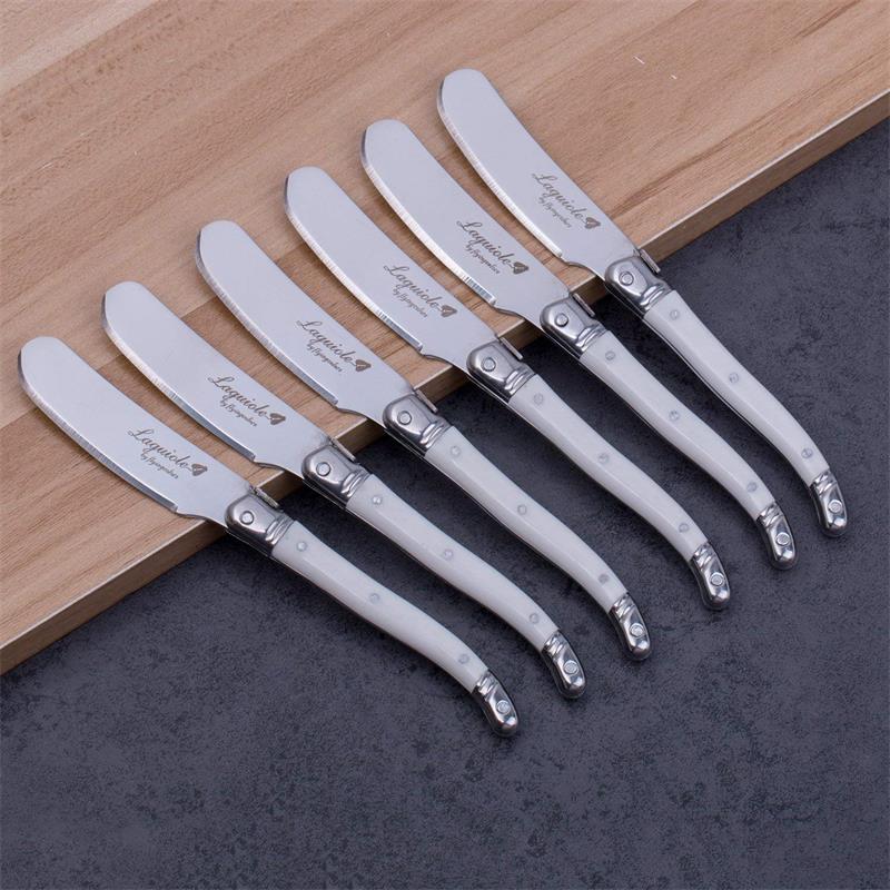 6pcs Laguiole Butter Knife Cheese Spreader Spatula Rainbow Plastic Handle Cheese Sandwich Slicer Stainless Steel Kitchen Utensil