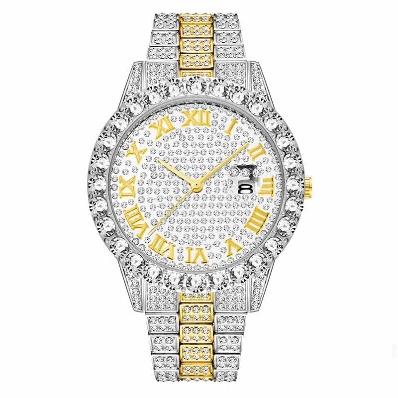 Reloj MISSFOX para hombre 2020, los más vendidos, marca de lujo, esfera azul, oro, relojes de moda para hombre, pulsera grande de diamantes, reloj de lujo para hombre